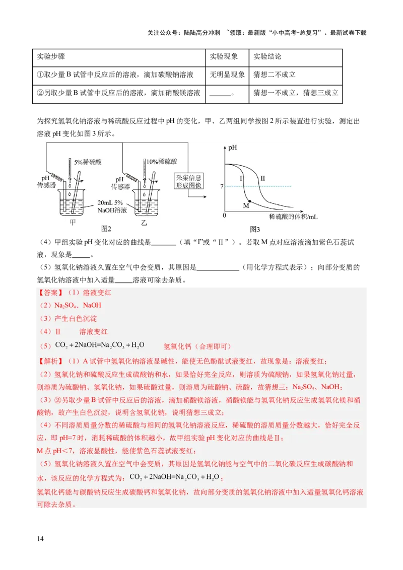 专题08常见的酸和碱（解析版）-好题汇编三年（2022-2024）中考化学真题分类汇编（全国通用）_02中考总复习（2026版更新中）_05-化学-中考总复习_2025年中考复习资料