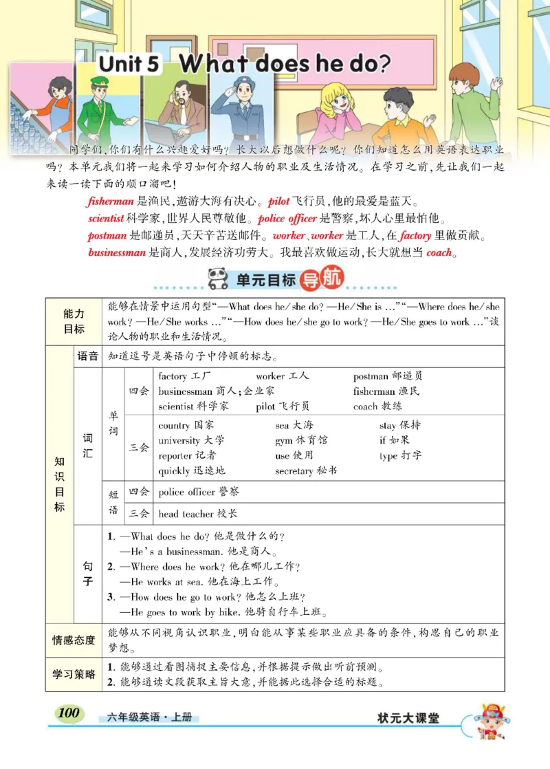 状元大课堂六年级上册英语人教PEP版正文_26春四年级上下册人教版_四上英语合集人教版PEP英语四年级上册新教材（教学视频+课件+动画+音频+练习+教案）_17练习资料_《状元导学案》