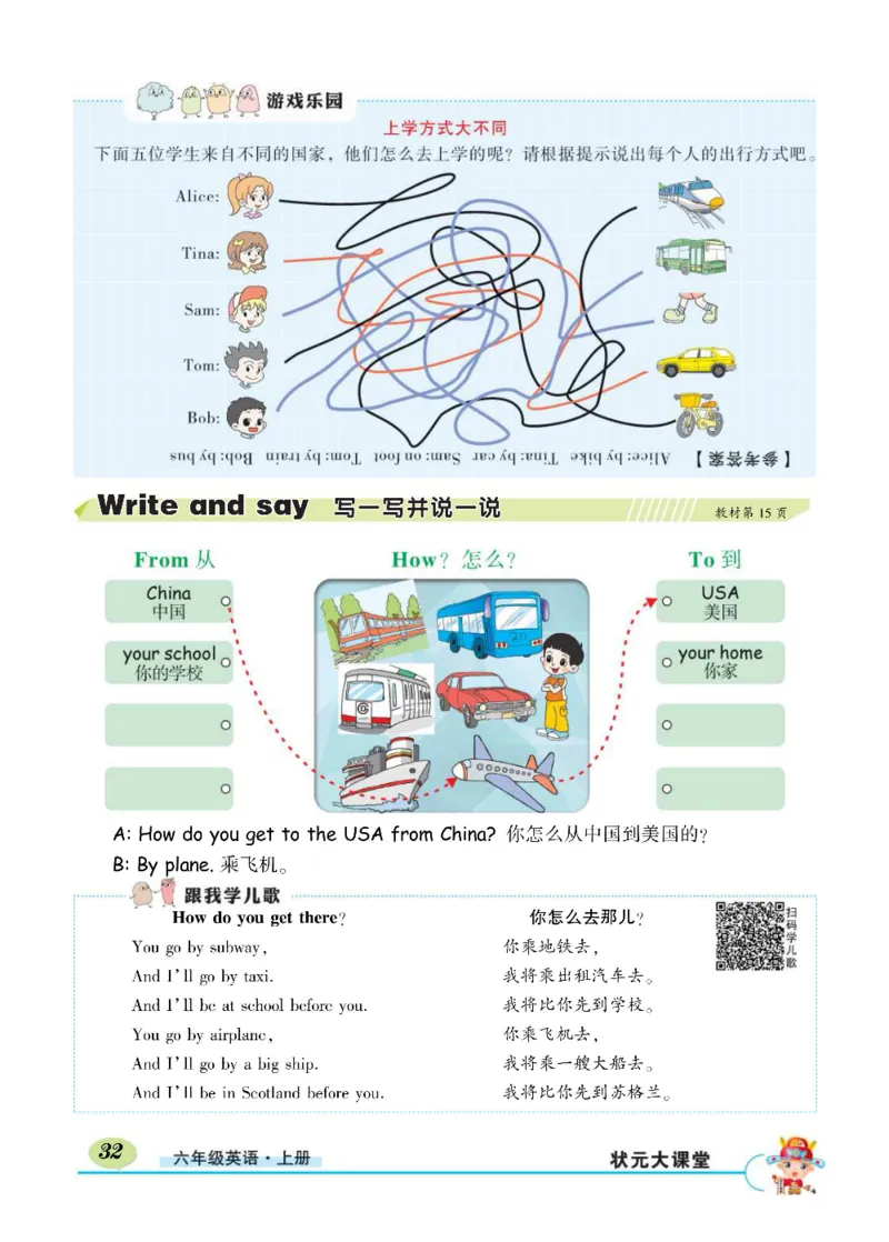 状元大课堂六年级上册英语人教PEP版正文_26春四年级上下册人教版_四上英语合集人教版PEP英语四年级上册新教材（教学视频+课件+动画+音频+练习+教案）_17练习资料_《状元导学案》