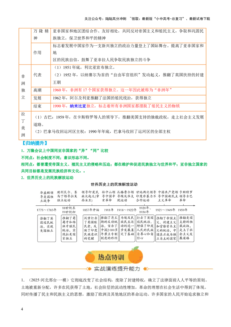 专题20挣脱枷锁：民族解放烽火下殖民体系的土崩瓦解（热点）（讲练）（解析版）_02中考总复习（2026版更新中）_06-历史-中考总复习_2025年中考复习资料_2025中考二轮课件ppt+讲义+练习历史