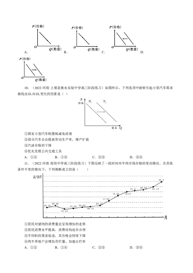 专题一曲线图类选择题模拟演练（原卷版）_8.2025政治总复习_赠品通用版（老高考）复习资料_二轮复习_2023年高考政治毕业班二轮热点题型归纳与变式演练（全国通用）