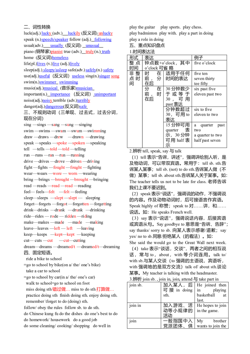 初三英语中考总复习-答案_内蒙古中考真题_赠品_初中英语资料
