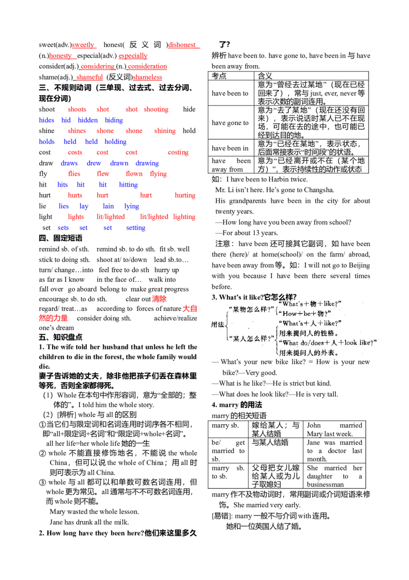 初三英语中考总复习-答案_内蒙古中考真题_赠品_初中英语资料