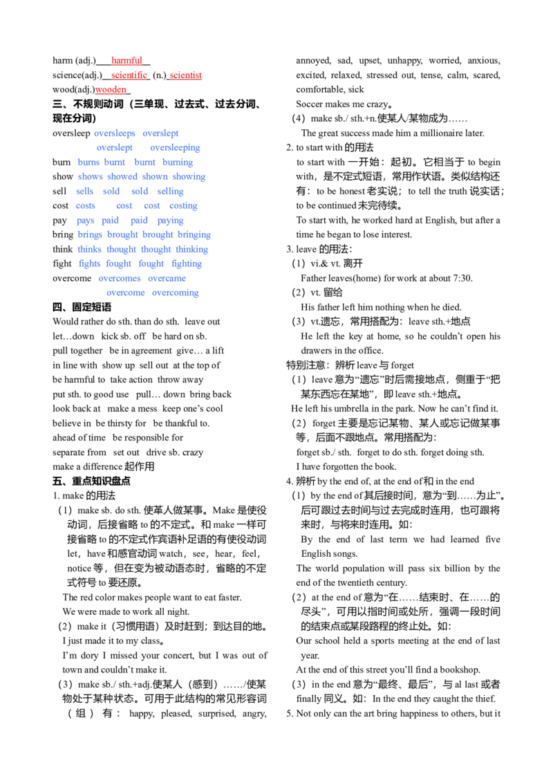 初三英语中考总复习-答案_内蒙古中考真题_赠品_初中英语资料