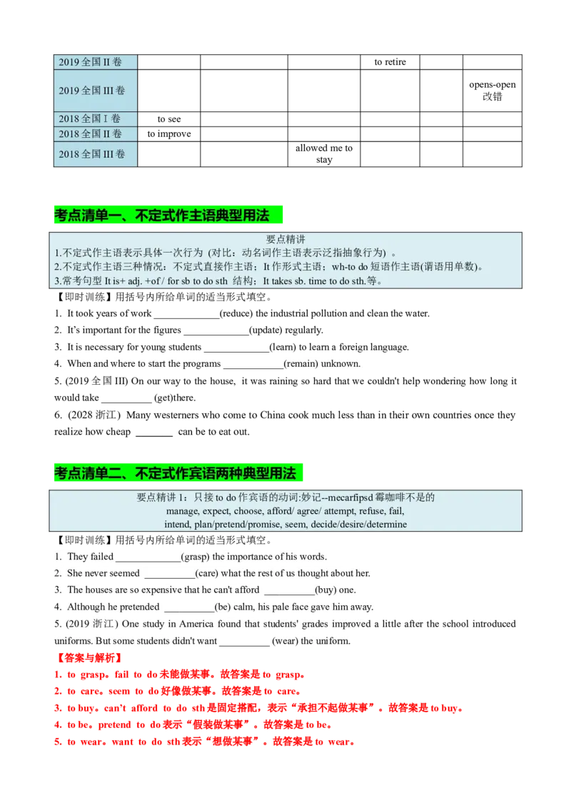 专题01动词不定式八大用法（讲案）原卷版_03高考英语_新高考复习资料_2025年新高考复习_2025年高考英语一轮复习知识清单