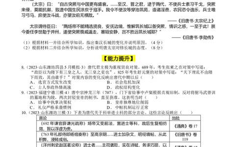 专题03隋唐统一多民族封建国家的发展（好题过关）（原卷版）_07高考历史_通用版（老高考）复习资料_2024年复习资料_完备战2024年高考历史一轮复习考点帮（全国通用）_中国古代史