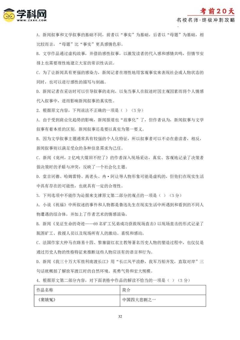 语文（一）-2024年高考考前20天终极冲刺攻略_2024高考押题卷_62024学科网全系列_21学科网高考考前终极攻略_语文-2024年高考考前20天终极冲刺攻略