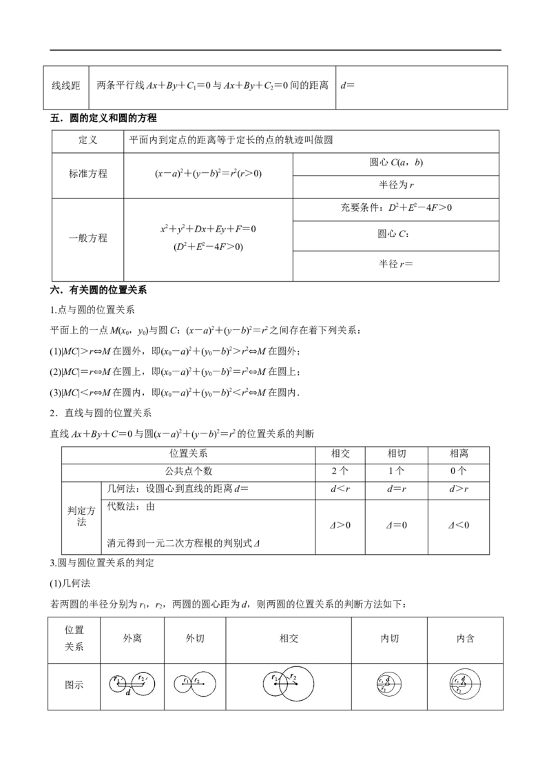 9.1直线方程与圆的方程（精讲）（学生版）_02高考数学_新高考复习资料_2024年新高考资料_一轮复习资料_完2024年高考数学一轮复习一隅三反系列（新高考）_学生版