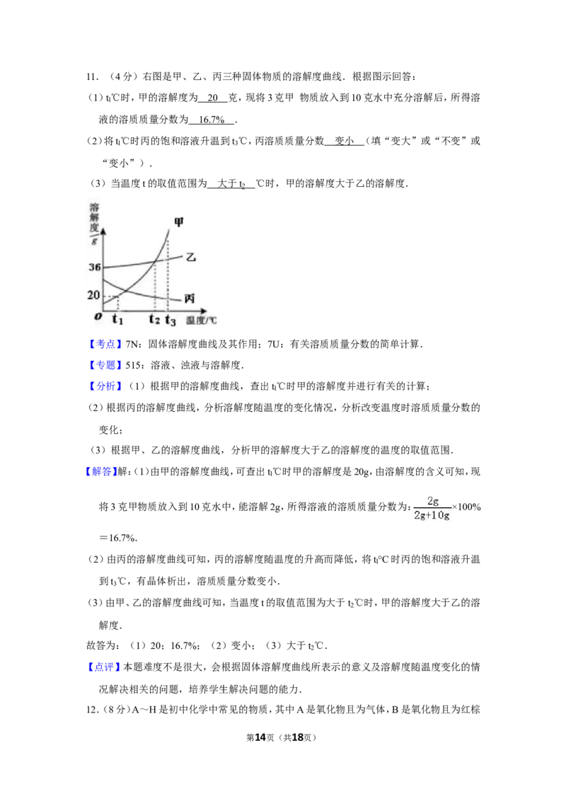 2012年贵州省黔东南州中考化学试卷（含解析版）_贵州中考_5.贵州中考化学（2008-2025）_黔东南化学12-24