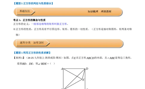 第05讲正方形的性质和判定（知识解读+达标检测）（学生版）_初中数学_八年级数学下册（人教版）_知识解读与题型专练-V14_2025版