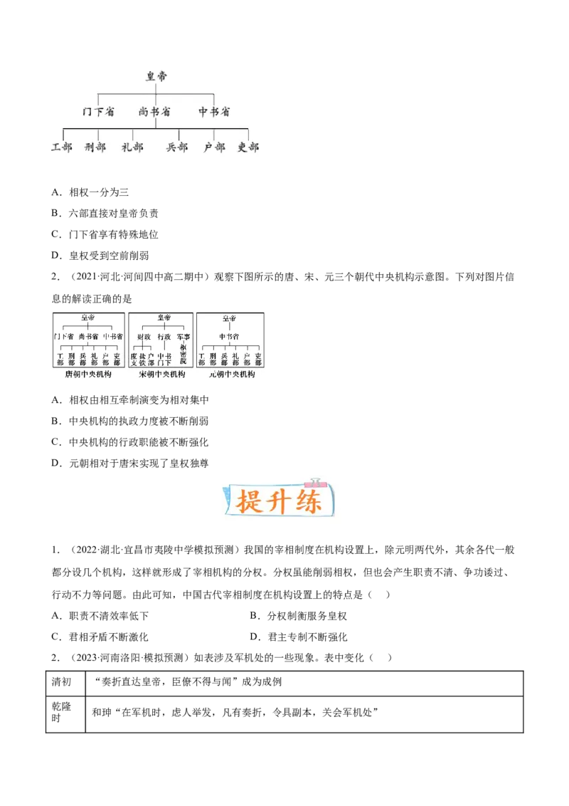 专题01中西方政治制度的演进与变革（原卷版）-备战2023年高考历史一轮复习考点微专题（新高考地区专用）_07高考历史_新高考复习资料_2023年新高考复习资料