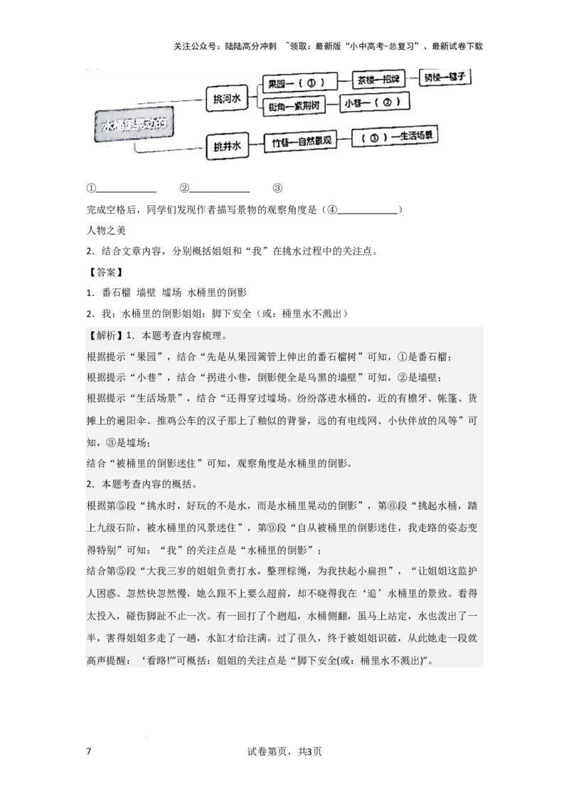 文章内容概括（专项训练）（原卷版）_02中考总复习（2026版更新中）_01-语文-中考总复习_2025年中考资料_备战2025年中考语文一轮复习记叙文阅读课件+专项练习_专项练习