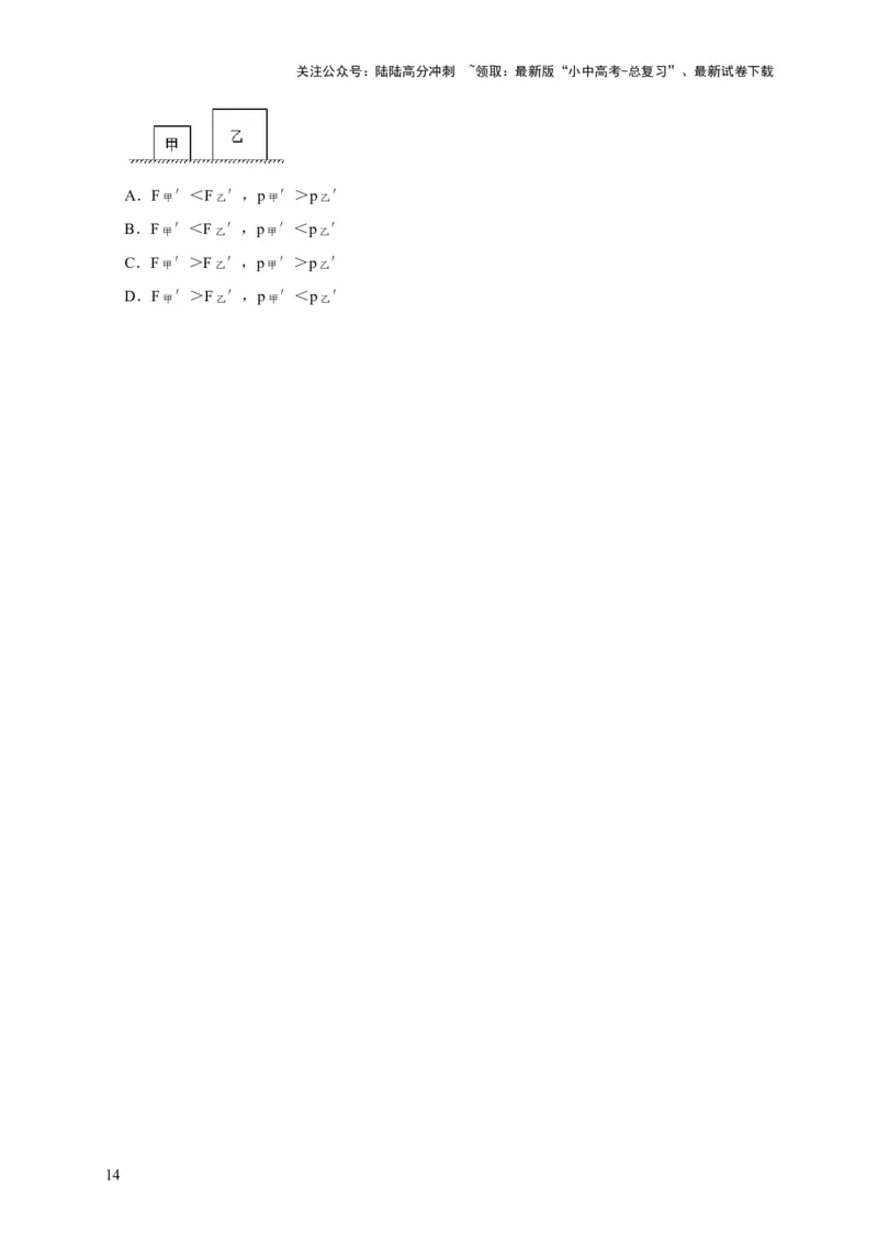 易错点08理解压力、压强的定义去分析压强叠放（切割）问题（4陷阱点5题型）（原卷版）_02中考总复习（2026版更新中）_04-物理-中考总复习_2025年中考复习资料