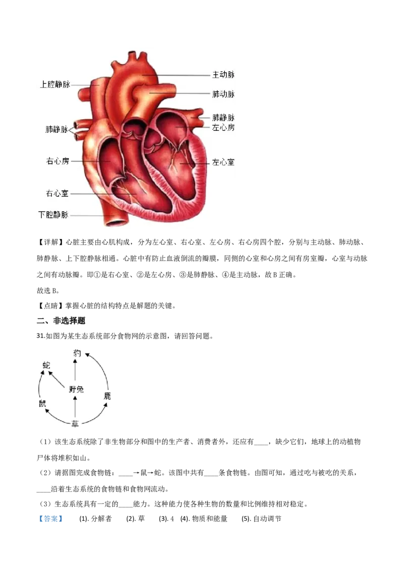 2019年陕西省中考生物真题（解析卷）_陕西_6.陕西中考生物（2016-2025）