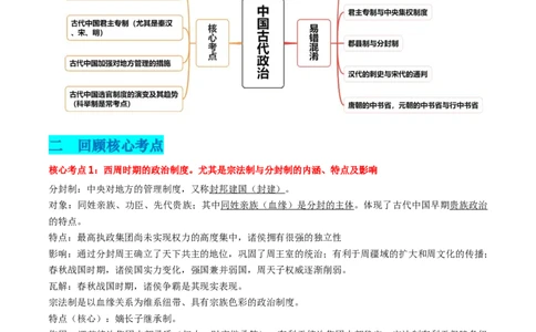 专题01中国古代政治（原卷版）_07高考历史_2024年新高考资料_52024三轮冲刺_查漏补缺2024年高考历史复习冲刺过关（新高考专用）