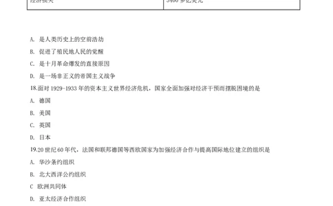2018年贵州省黔西南、黔东南、黔南州中考历史试题（空白卷）_贵州中考_7.贵州中考历史（2008-2024）_黔西南历史14-22