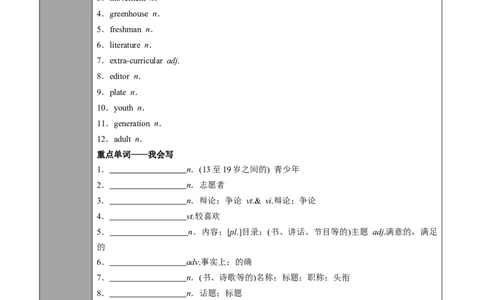 专题02.必修第1册　Unit1　TeenageLife（学生版）---2023届高三英语总复习（人教版2019）_03高考英语_新高考复习资料_2023年新高考资料_专项复习_2023届高三英语总复习