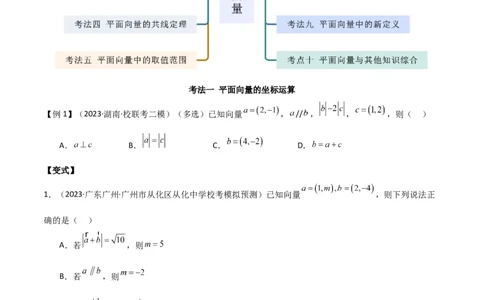 专题03平面向量（选填题10种考法）（原卷版）_02高考数学_新高考复习资料_2024年新高考资料_二轮复习资料_2024届高三数学二轮复习《考法分类》专题训练（新高考）_1、选填题