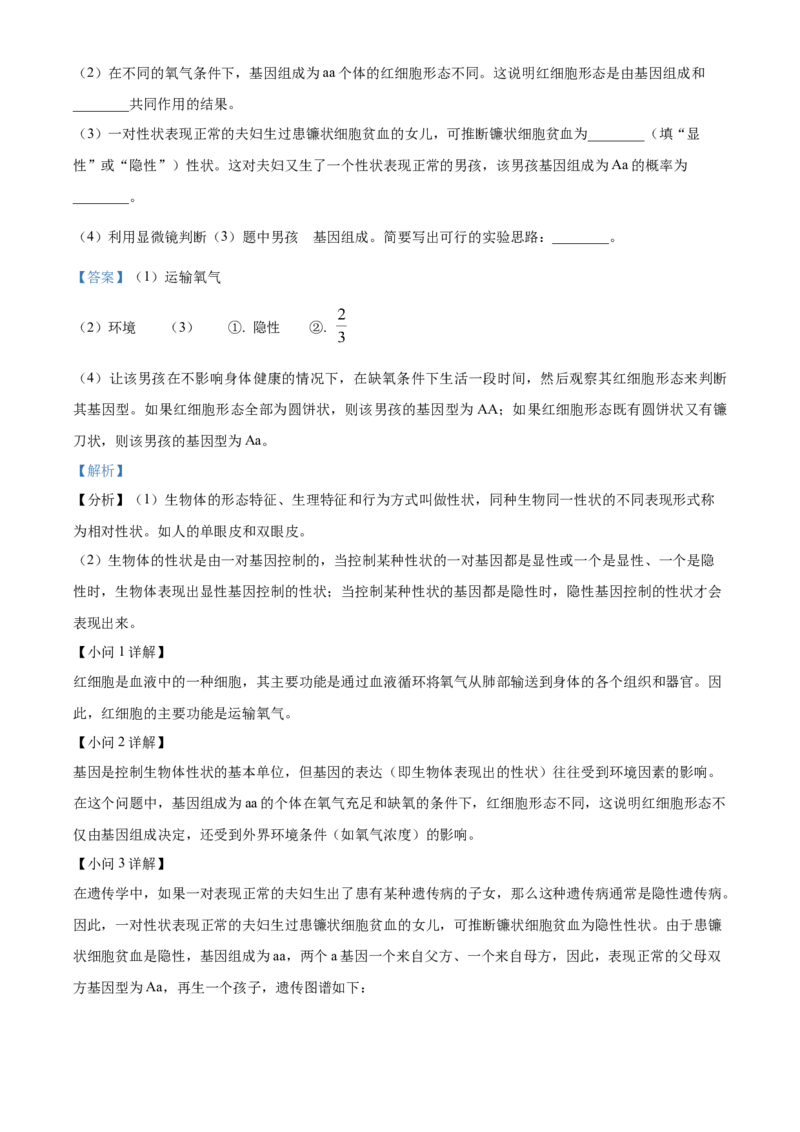2024年河北省中考生物真题（解析版）_河北中考_6.河北生物2015-2024年卷
