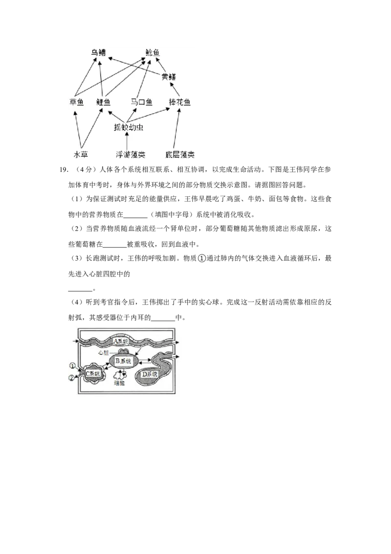 2017年河北省中考生物试题（原卷版）_河北中考_6.河北生物2015-2024年卷