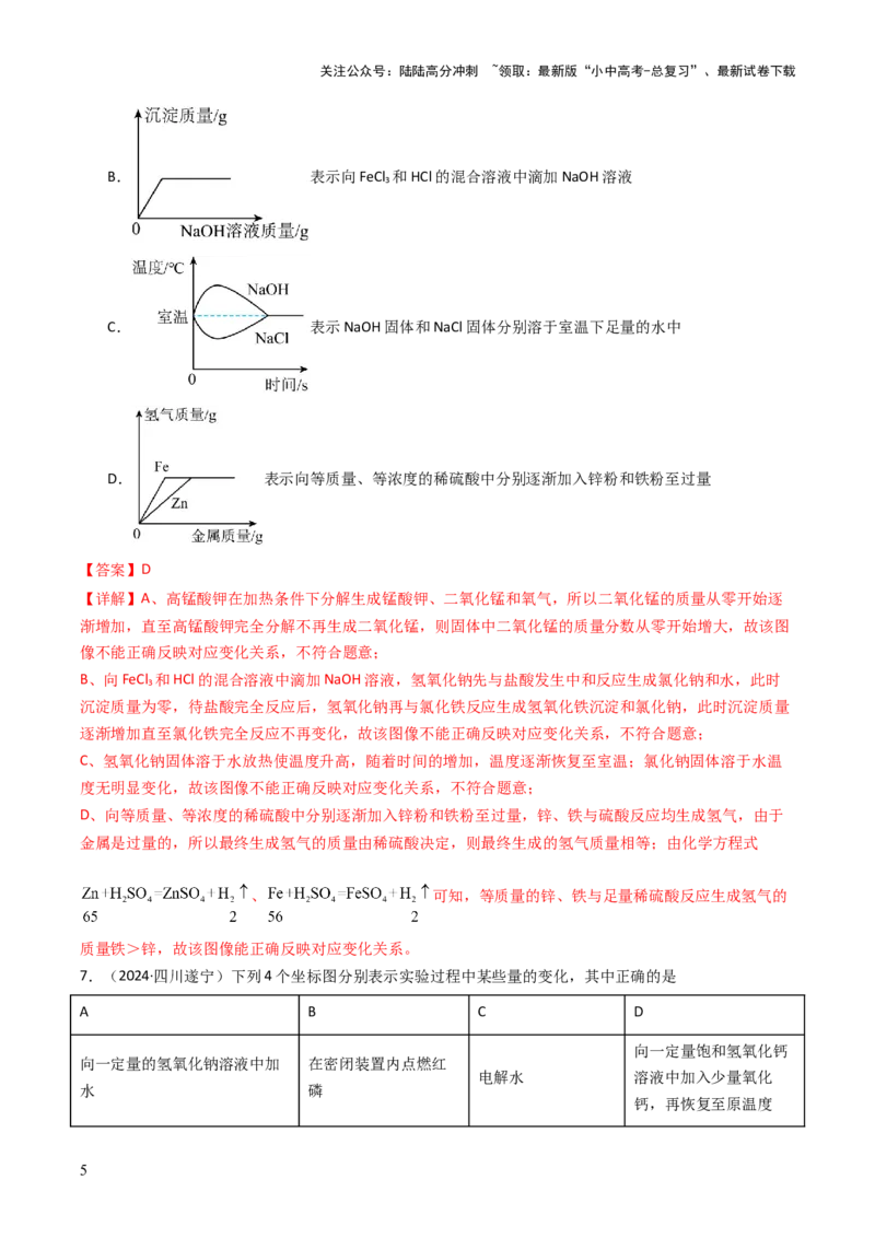 题型01坐标图像题（解析版）_02中考总复习（2026版更新中）_05-化学-中考总复习_2025年中考复习资料_备战2025年中考化学真题题源解密