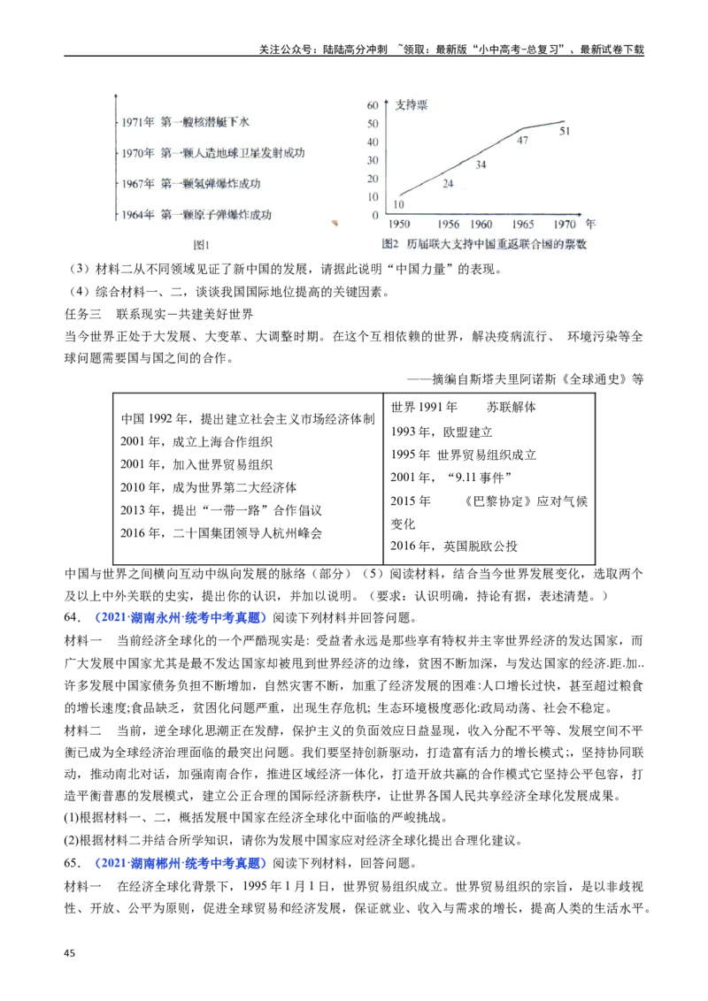第20课联合国与世界贸易组织（原卷版）_02中考总复习（2026版更新中）_06-历史-中考总复习_2024年中考复习资料_专项复习资料_完三年（2021-2023）中考历史真题分项汇编（全国通用）