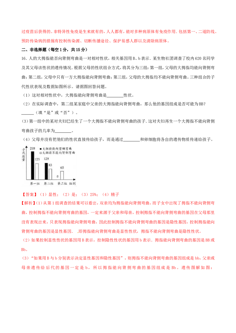 2017年河北省保定市中考生物试题（解析版）_河北中考_6.河北生物2015-2024年卷