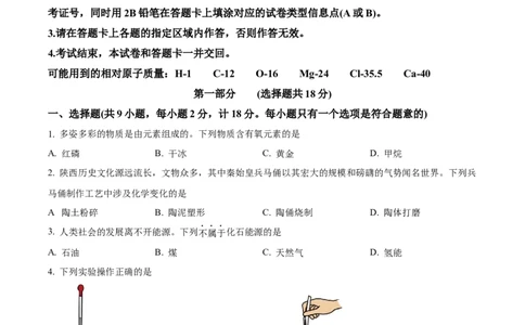2025年陕西省中考化学真题（空白卷）_陕西_5.陕西中考化学（2008-2025）