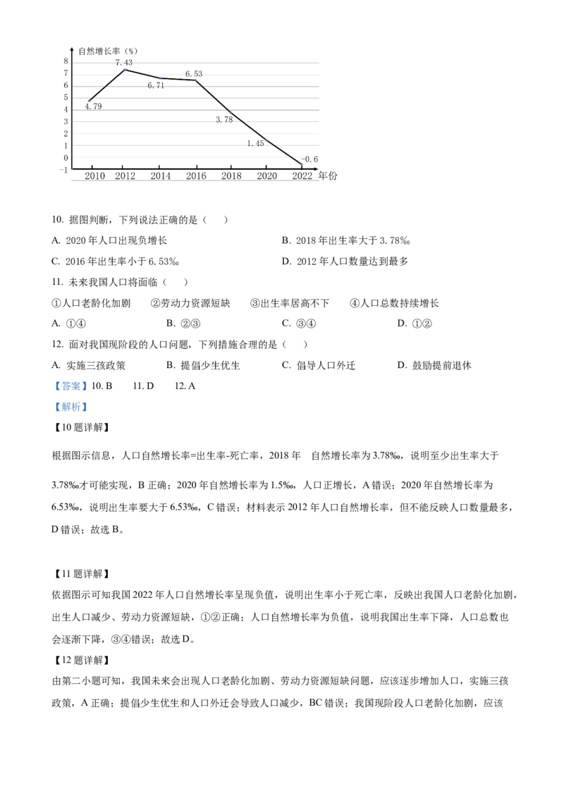 2023年陕西省中考地理真题（解析卷）_陕西_9.陕西中考地理（2016-2025）