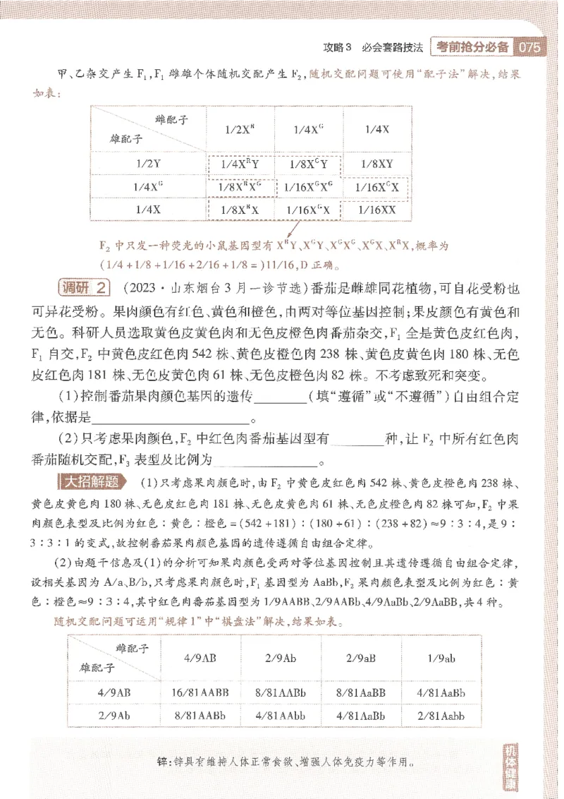 试题调研第十辑生物_2023高考押题卷_试题调研8910期考前推荐看的三期_试题调研第十期考前抢分必备_试题调研第十辑