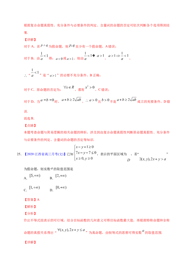 专题01集合与常用逻辑用语&mdash;&mdash;2020年高考真题和模拟题文科数学分项汇编（教师版含解析）_02高考数学_新高考复习资料_2022年新高考资料_2022年一轮复习各版本
