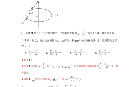专题02圆锥曲线中的中点弦问题（点差法+联立法）(典型题型归类训练)(解析版）_02高考数学_2025年新高考资料_二轮复习