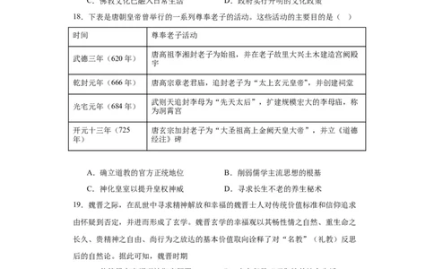 三国至隋唐的文化-2023-2024学年高三历史二轮（专题训练）原卷版_07高考历史_2024年新高考资料_2.2024二轮复习_2024届高三历史统编版二轮复习专项训练