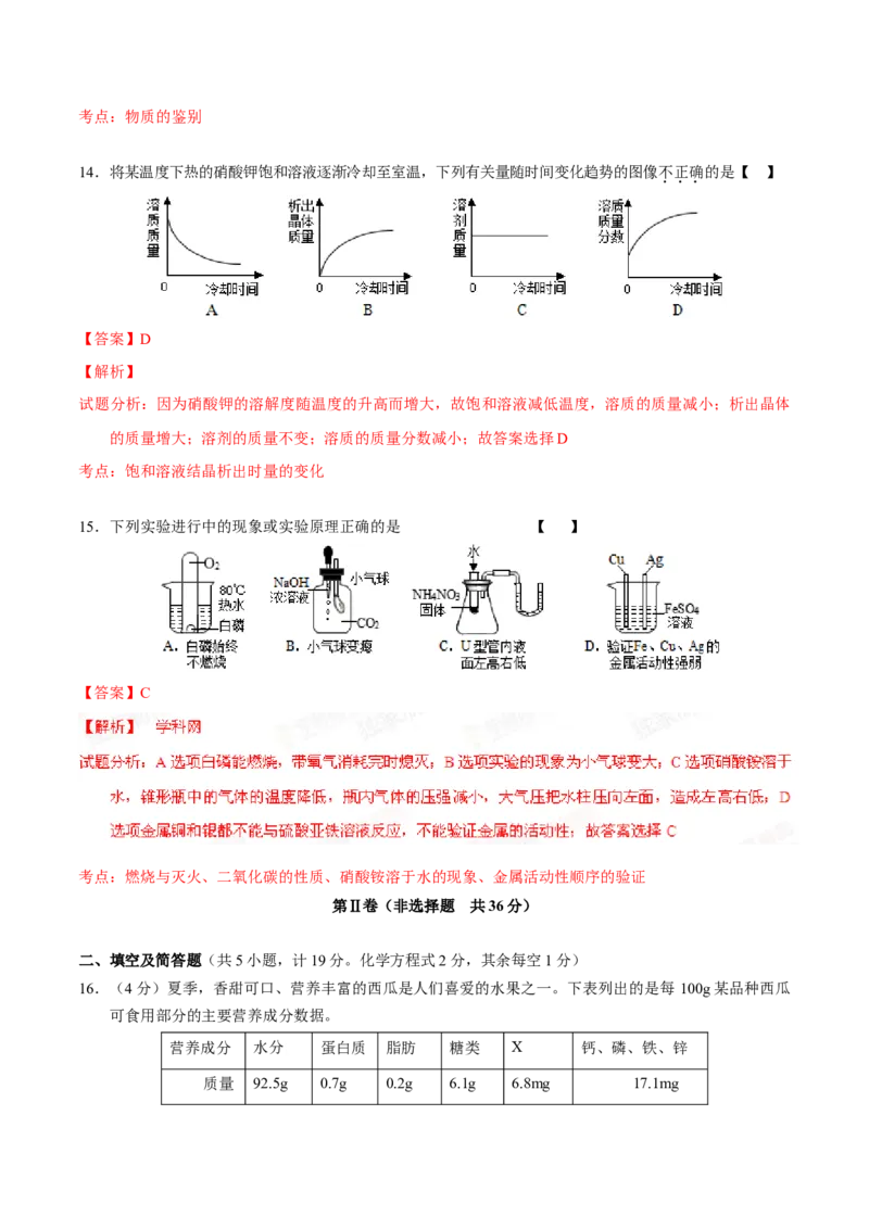 2015年陕西省中考化学真题（解析卷）_陕西_5.陕西中考化学（2008-2025）