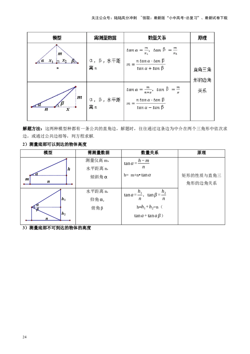 第32讲锐角三角函数及其应用（讲义）（原卷版）_02中考总复习（2026版更新中）_02-数学-中考总复习_2024年中考复习资料_一轮复习资料_配套讲义（原卷版+解析版）