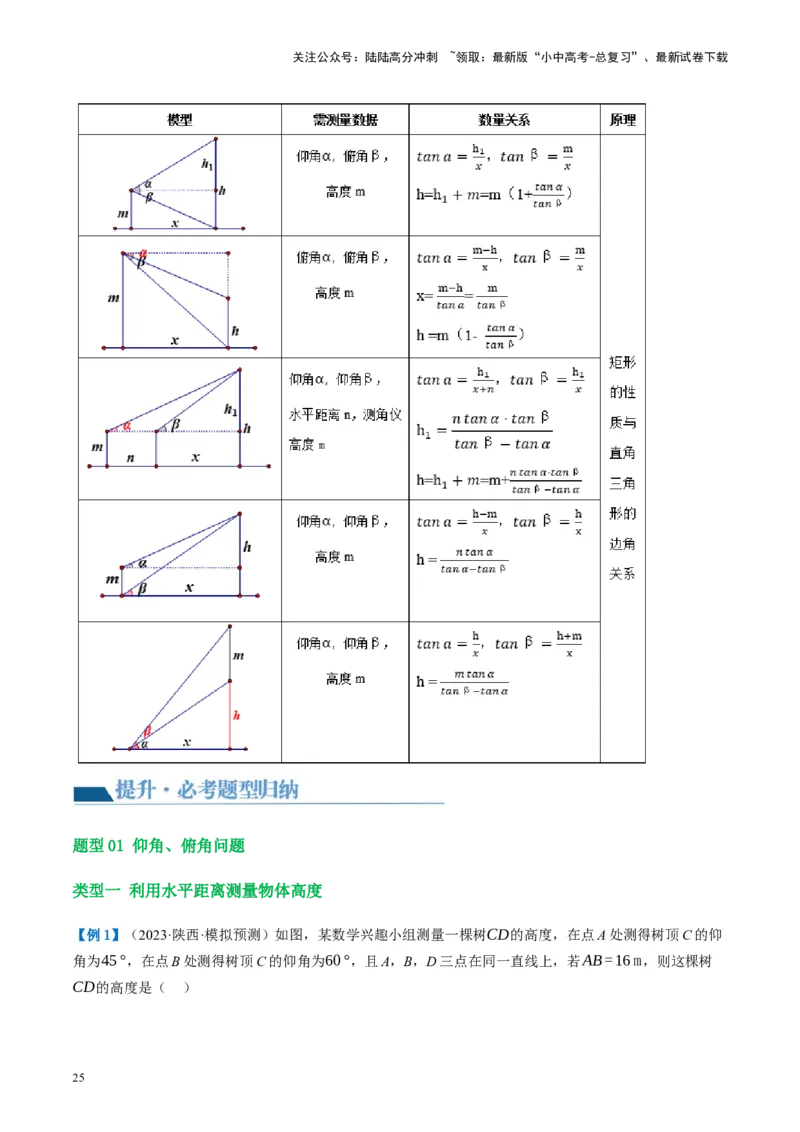 第32讲锐角三角函数及其应用（讲义）（原卷版）_02中考总复习（2026版更新中）_02-数学-中考总复习_2024年中考复习资料_一轮复习资料_配套讲义（原卷版+解析版）