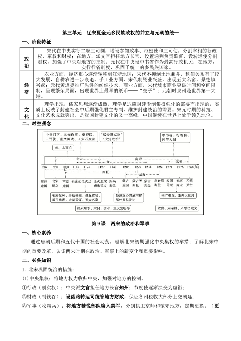 专题03辽宋夏金元多民族政权的并立与元朝的统一（原卷版）_07高考历史_2025年新高考资料_二轮复习_2025年高考历史二轮复习核心考点突破（新教材新高考）3403618