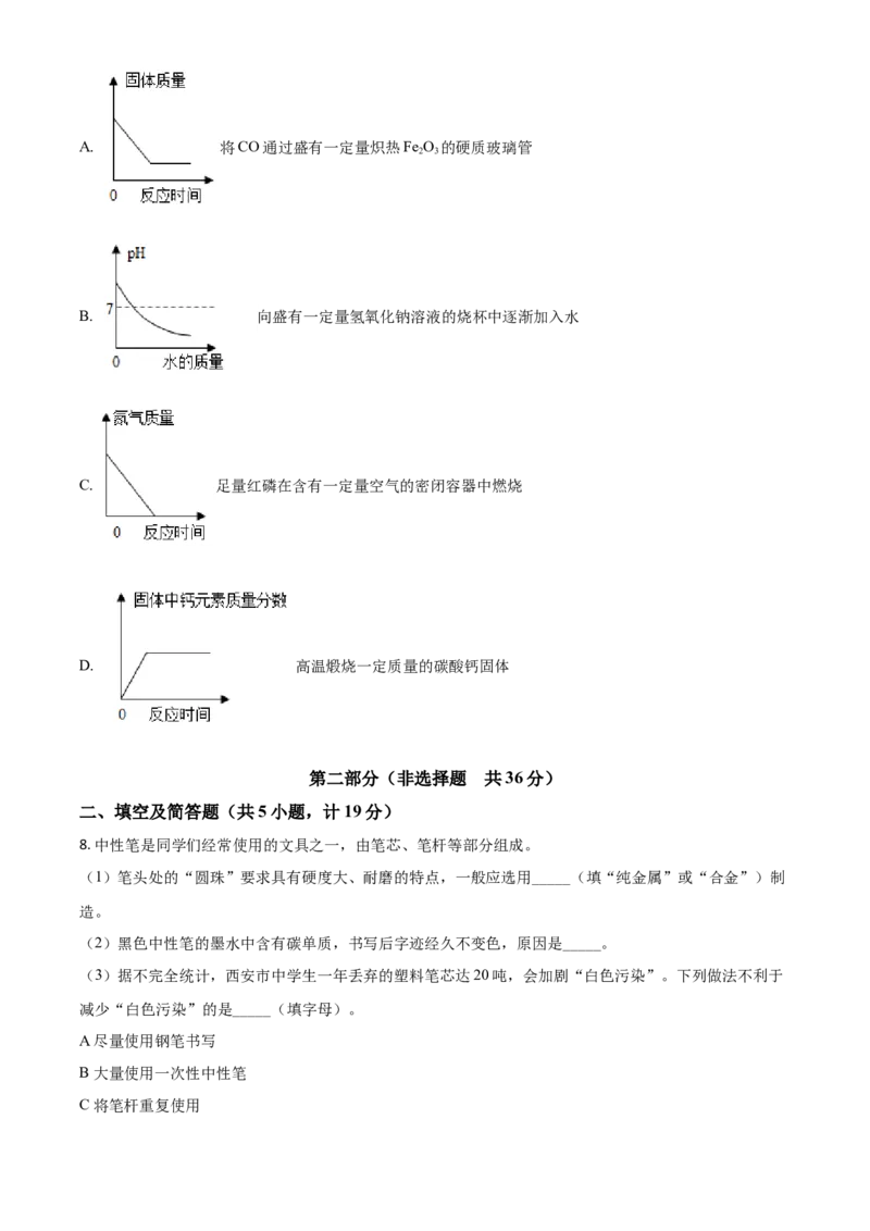 2017年陕西省中考化学真题（副卷）（空白卷）_陕西_5.陕西中考化学（2008-2025）