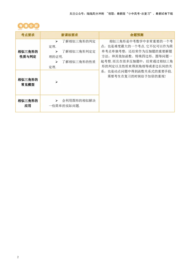 第21讲相似三角形及其应用（讲义）（原卷版）_02中考总复习（2026版更新中）_02-数学-中考总复习_2024年中考复习资料_一轮复习资料_配套讲义（原卷版+解析版）
