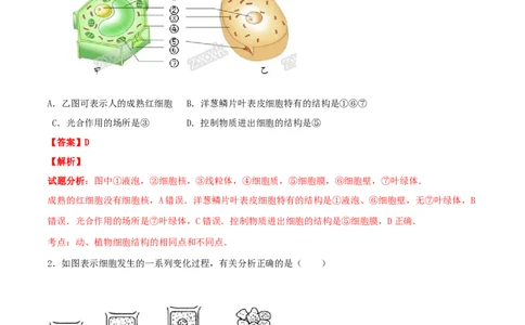 2016年河北省沧州市中考生物试题（解析版）_河北中考_6.河北生物2015-2024年卷