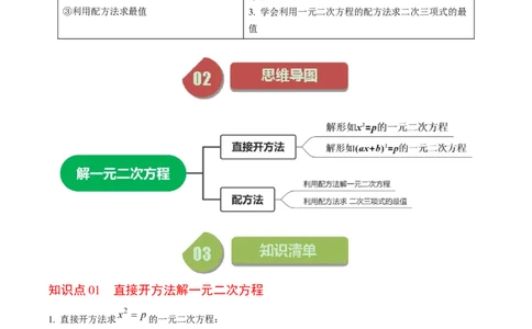 第02讲解一元二次方程&mdash;&mdash;直接开方法与配方法（学生版）_初中数学_九年级数学上册（人教版）_同步讲义-U18_2024版