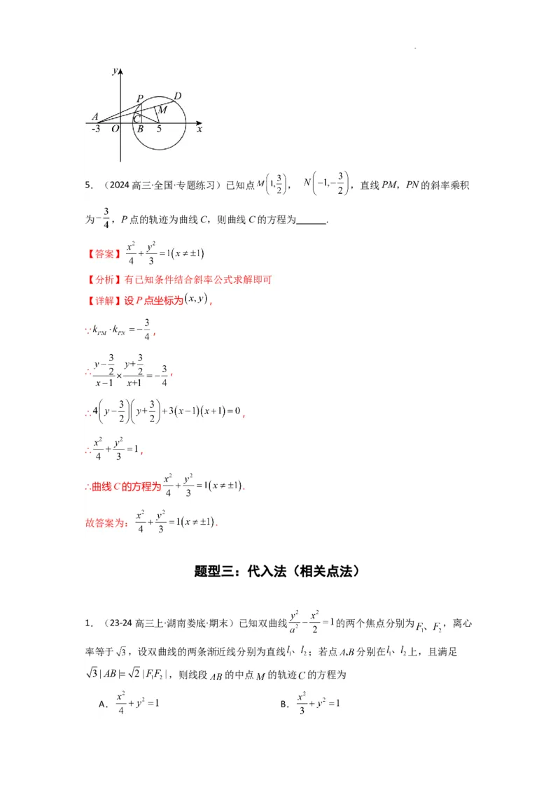 专题01圆锥曲线中的轨迹方程问题(典型题型归类训练)(解析版）_02高考数学_2025年新高考资料_二轮复习_解题思路训练2025年高考数学复习解答题提优秘籍（新高考专用）