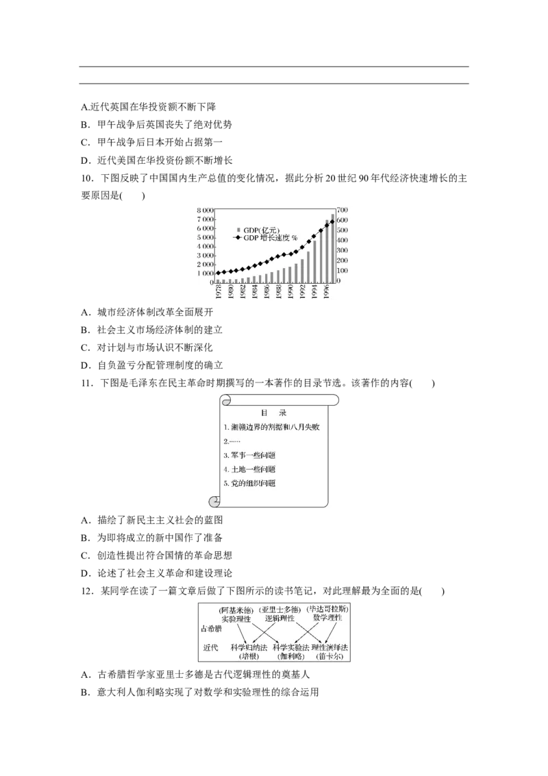 28第二部分题型分类练训练4图表图片类选择题_07高考历史_通用版（老高考）复习资料_2023年复习资料_一轮+二轮_历史高三二轮复习系列