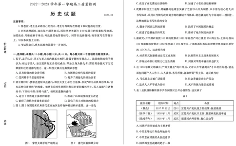 23年枣庄一调-历史试题_07高考历史_历史高考模拟题_新高考_2023年_2023届山东省枣庄2022-2023学年第一学期高三质量检测（一调）历史