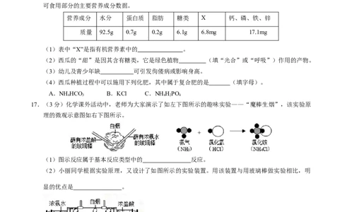 2015年陕西省中考化学真题（空白卷）_陕西_5.陕西中考化学（2008-2025）