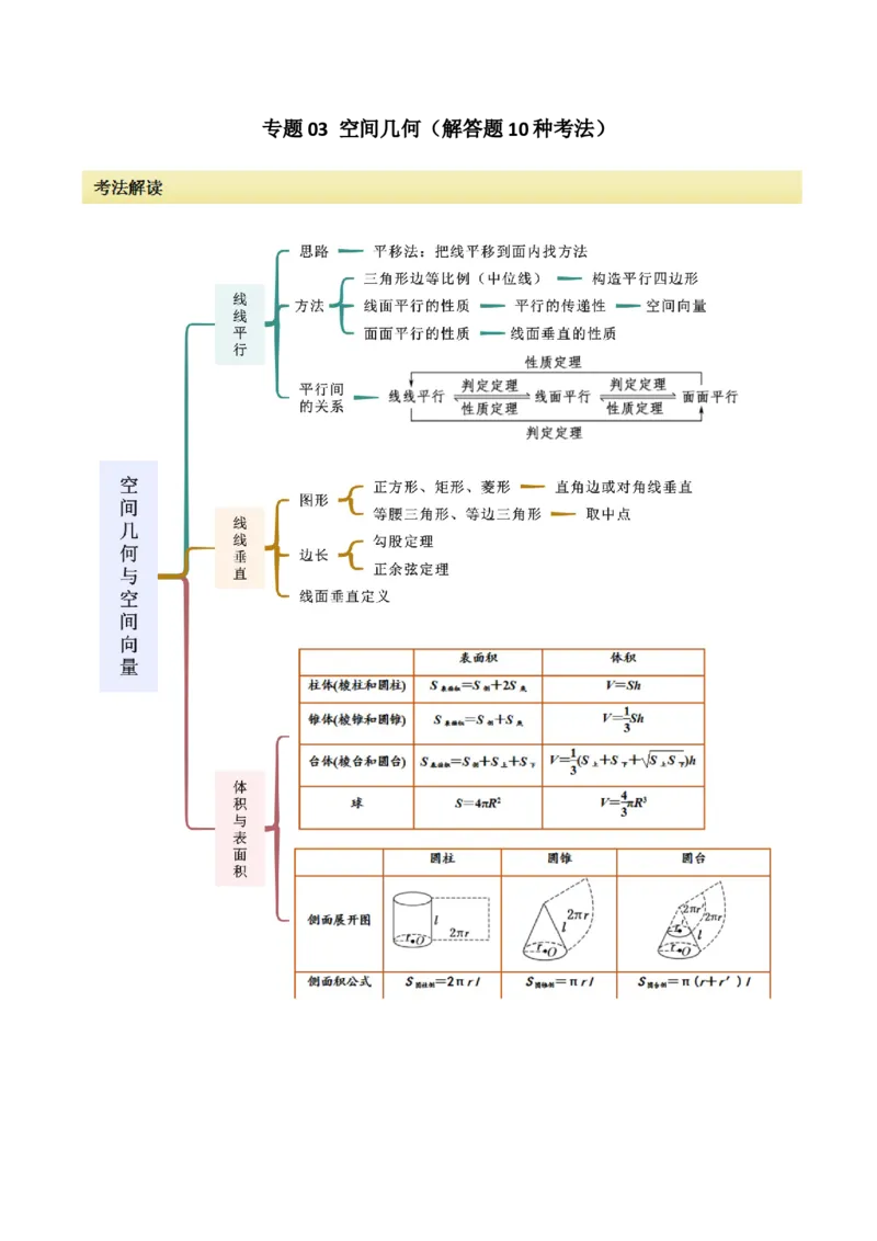 专题03空间几何与空间向量（解答题10种考法）（精讲）（原卷版）_02高考数学_新高考复习资料_2024年新高考资料_二轮复习资料_2024届高三数学二轮复习《考法分类》专题训练（新高考）
