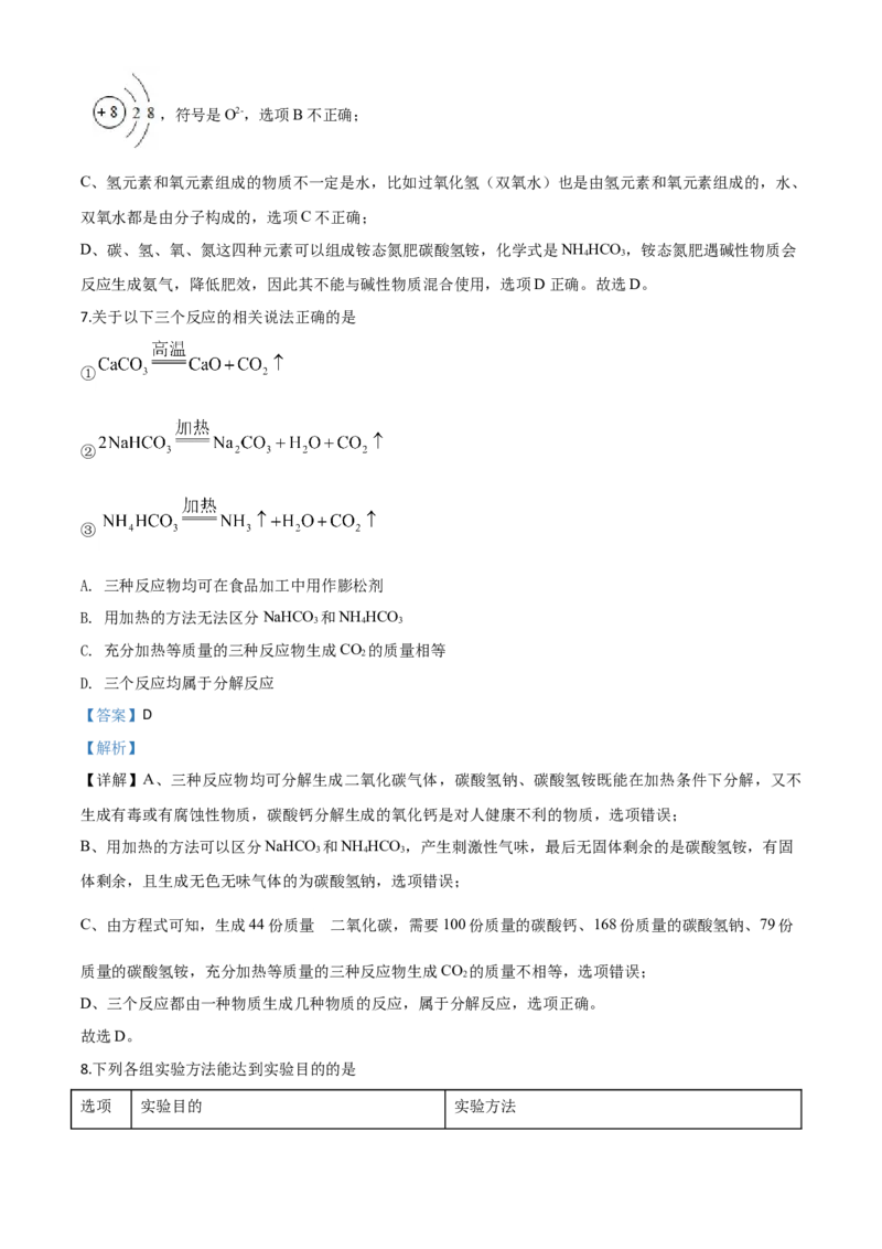 2020年陕西省中考化学真题（解析卷）_陕西_5.陕西中考化学（2008-2025）