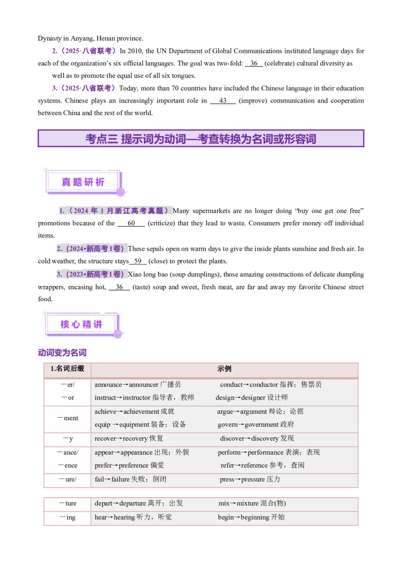 专题01语法填空之有提示词填空（讲义）（原卷版）_02高考数学_2025年新高考资料_二轮复习_01高考语文等多个文件_上好课2025年高考英语二轮复习讲练测（新高考通用）