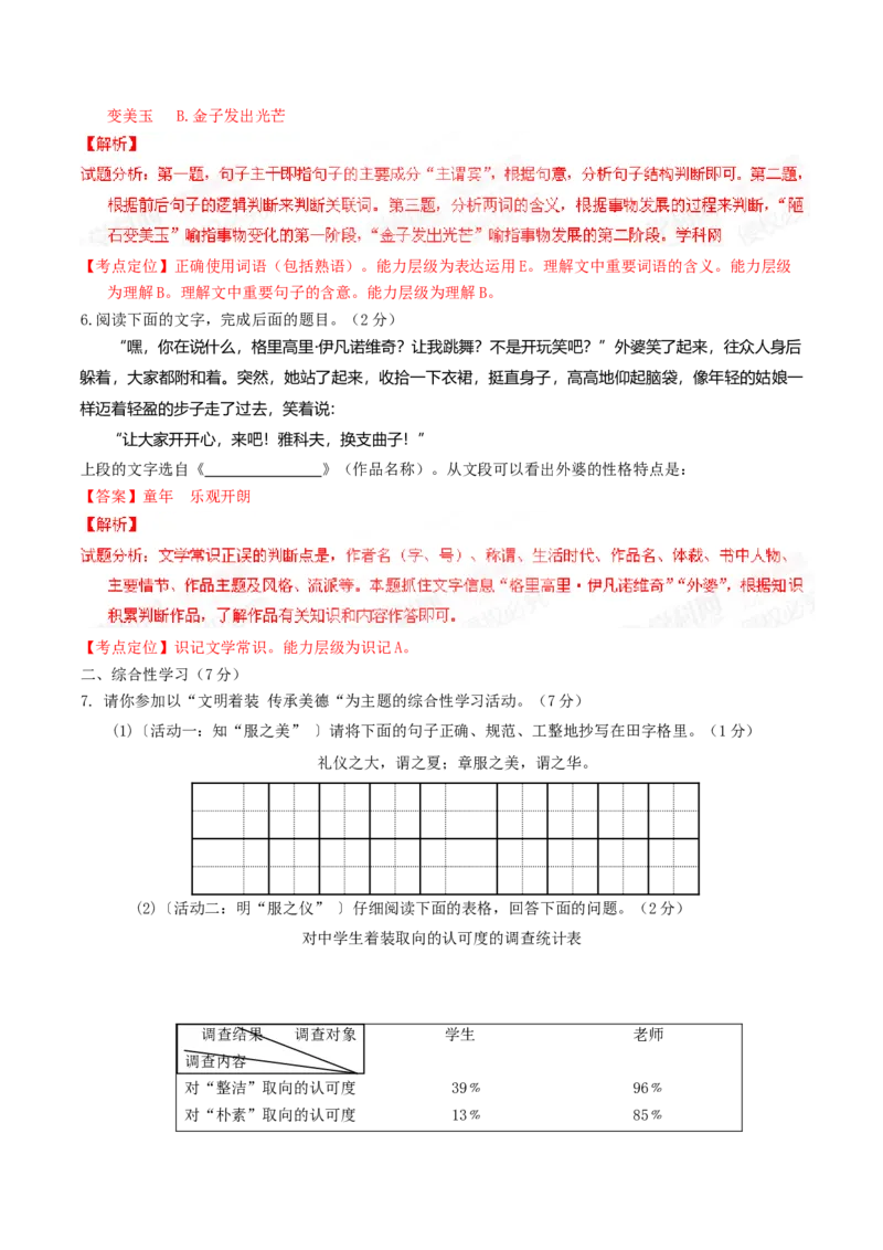 2015年陕西省中考语文真题（解析卷）_陕西_1.陕西中考语文（2008-2025）
