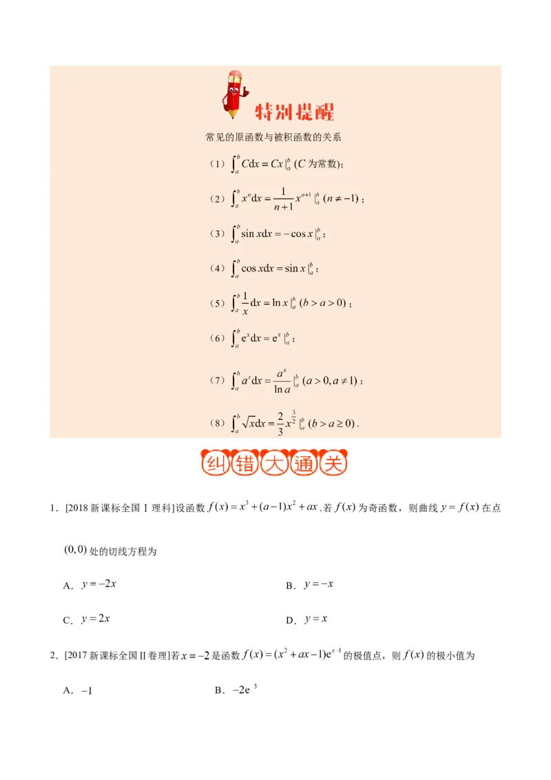 专题03导数及其应用-备战2019年高考数学（理）之纠错笔记系列（原卷版）_02高考数学_新高考复习资料_2022年新高考资料_2022年一轮复习各版本_1.新高考2022年高考数学一轮复习_原卷版